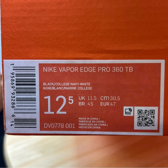 Nike Vapor Edge 360 Pro Navy Blue Football Cleats DV0778-001 Men's Size 12.5 - Picture 10 of 10